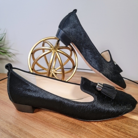 VC Signature Black Calf Hair Leather Tassel Loafers Size 8 - Picture 4 of 17